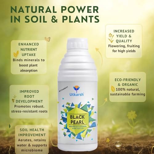 Utkarsh Black Pearl - L (Biologically Activated Liquid Humic Acid 12% & 3% Fulvic Acid), Promotes Plants Growth, Stronger Roots, Improves Flowering & Fruiting, Biostimulant (1 Liter; Pack of 1) - Image 2