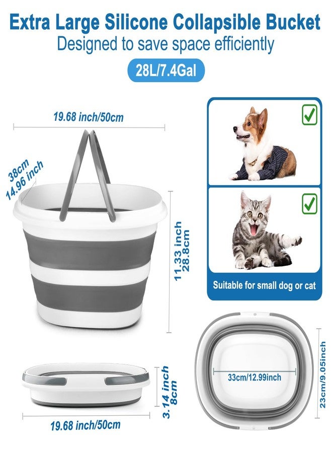 BIDFUL 28L Large Collapsible Mop Bucket with Handle for Cleaning, Silicone Portable Pet Bathtub for Puppy Small Dogs Cats, Foldable Laundry Basket Hamper Clothes Storage Bin Space Saving Design for RV - Image 2