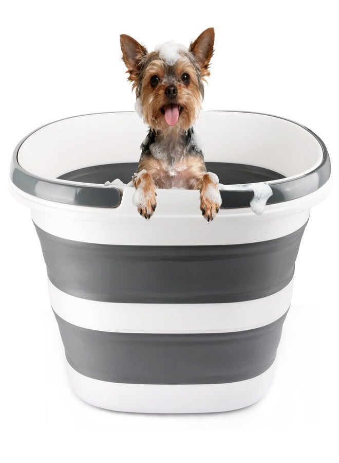 BIDFUL 28L Large Collapsible Mop Bucket with Handle for Cleaning, Silicone Portable Pet Bathtub for Puppy Small Dogs Cats, Foldable Laundry Basket Hamper Clothes Storage Bin Space Saving Design for RV - Image 1