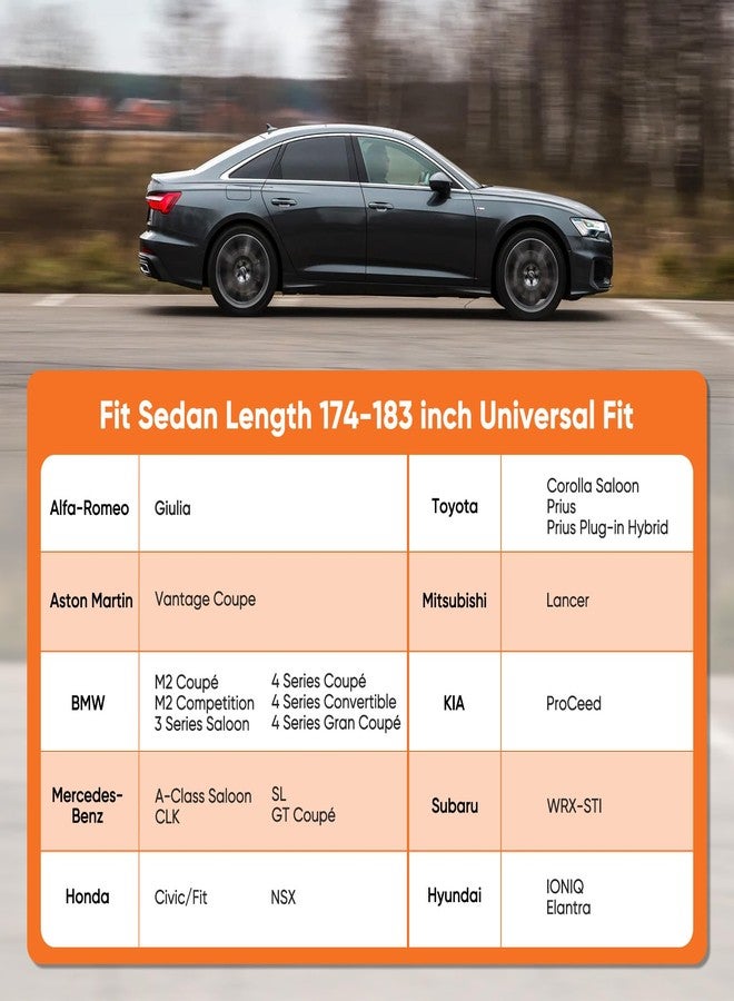 NEVERLAND Sedan Car Cover Waterproof Heavy Duty All Weather Protection Snow Anti-UV Windproof Outdoor Full Car Cover Fit for Automobiles BMW/Mercedes-Benz/Honda (172-183 inch) - Image 2