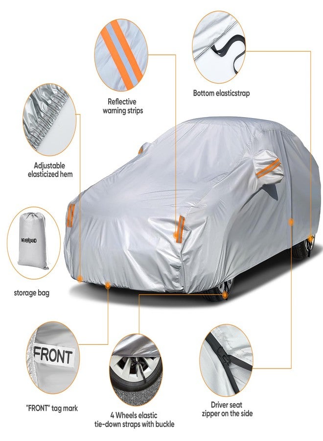 NEVERLAND Sedan Car Cover Waterproof Heavy Duty All Weather Protection Snow Anti-UV Windproof Outdoor Full Car Cover Fit for Automobiles BMW/Mercedes-Benz/Honda (172-183 inch) - Image 4