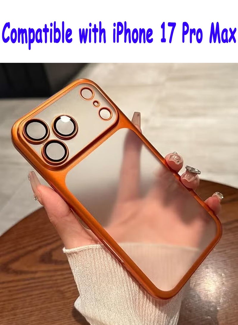 جراب iPhone 17 Pro Max، مصنوع من مادة PC مطلية بالكهرباء، مقاوم للسقوط مع حماية كاملة لعدسة الكاميرا، نحيف للغاية، برتقالي كوزميك - Image 1