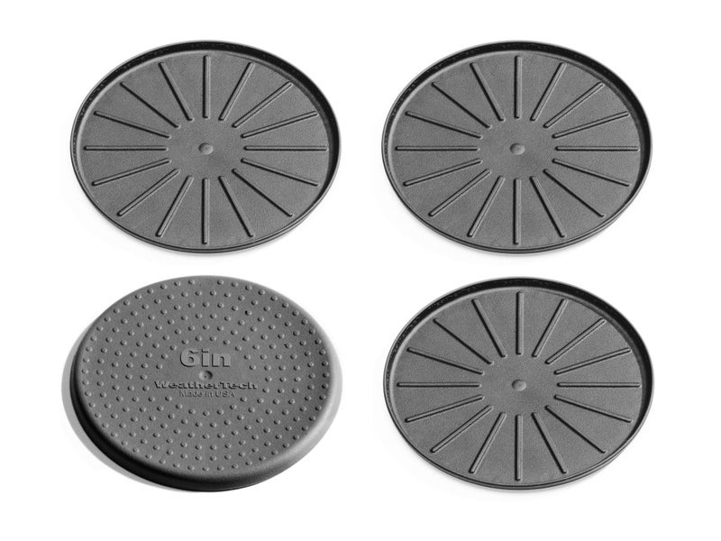WeatherTech 6" Drink Coasters for Home Surfaces, Anti-Skid, No-Slip knibs - Set of 4, Black - (8A6CSTBK) - Image 1