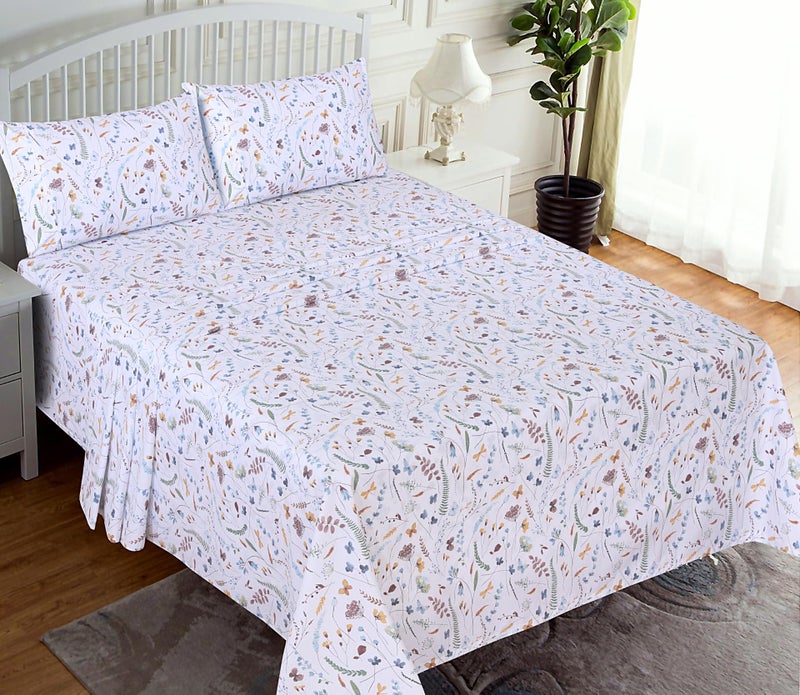 RUVANTI 100% Cotton Sheets â€“ Twin XL Size Percale Bedding, Cooling & Breathable Floral Design, Durable with a Crisp, Soft & Comfortable Feel, 16" Deep Pocket, 3-Piece Set, Fern Class - Image 2
