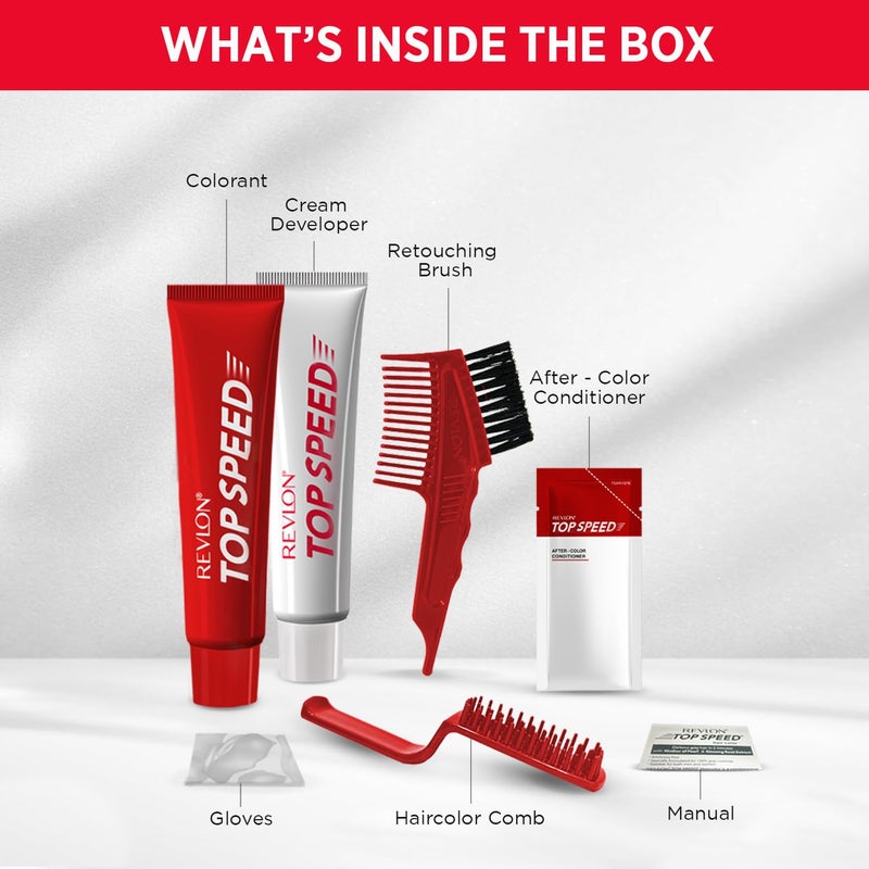 Revlon لون شعر ريفلون توب سبيد للنساء بني داكن 100 تغطية للشيب في 5 دقائق خالي من الأمونيا سهل التطبيق وتكييف مكثف - Image 5