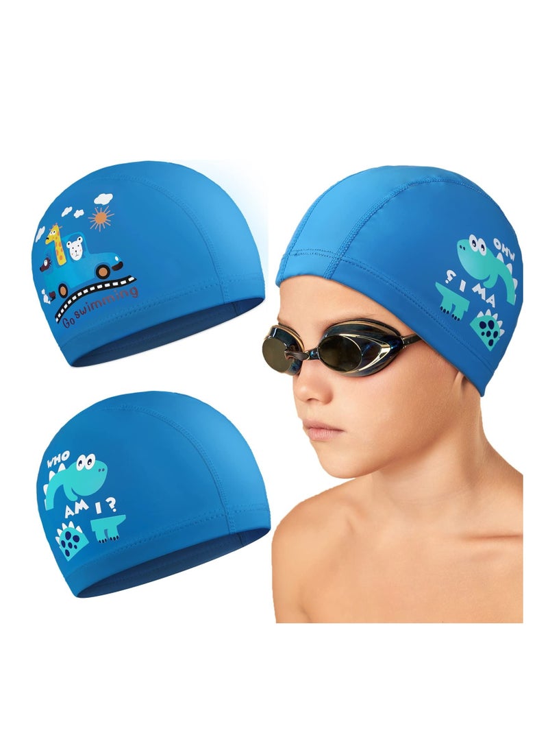 Y&D Kids Swimming Caps, Dinosaur Hat for boys, Waterproof Bathing Swim Cap Long and Short Hair, Kids, Toddlers, Children, Boys - Image 1