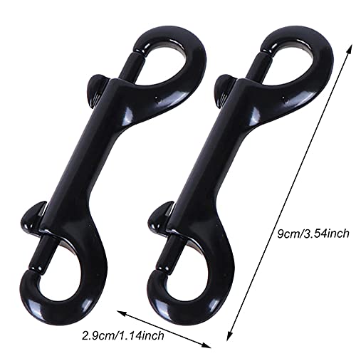 Weenkeey 2 Pcs Double Ended Bolt Snap Hooks Zinc Alloy Trigger Chain Clips Heavy Duty Metal Spring Hook for Pet Dog Leash Collar Leash Horse Tack - Black - Image 2