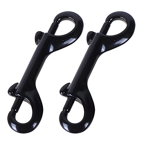 Weenkeey 2 Pcs Double Ended Bolt Snap Hooks Zinc Alloy Trigger Chain Clips Heavy Duty Metal Spring Hook for Pet Dog Leash Collar Leash Horse Tack - Black - Image 1