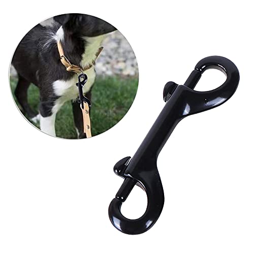 Weenkeey 2 Pcs Double Ended Bolt Snap Hooks Zinc Alloy Trigger Chain Clips Heavy Duty Metal Spring Hook for Pet Dog Leash Collar Leash Horse Tack - Black - Image 3