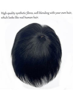 Y&D Men's Clips-On Short Hair Toupee, European Human Toppers Hairpiece for Head Top Replacement System in Black, Perfect Weddings, Parties, and Daily Use  - Image 5