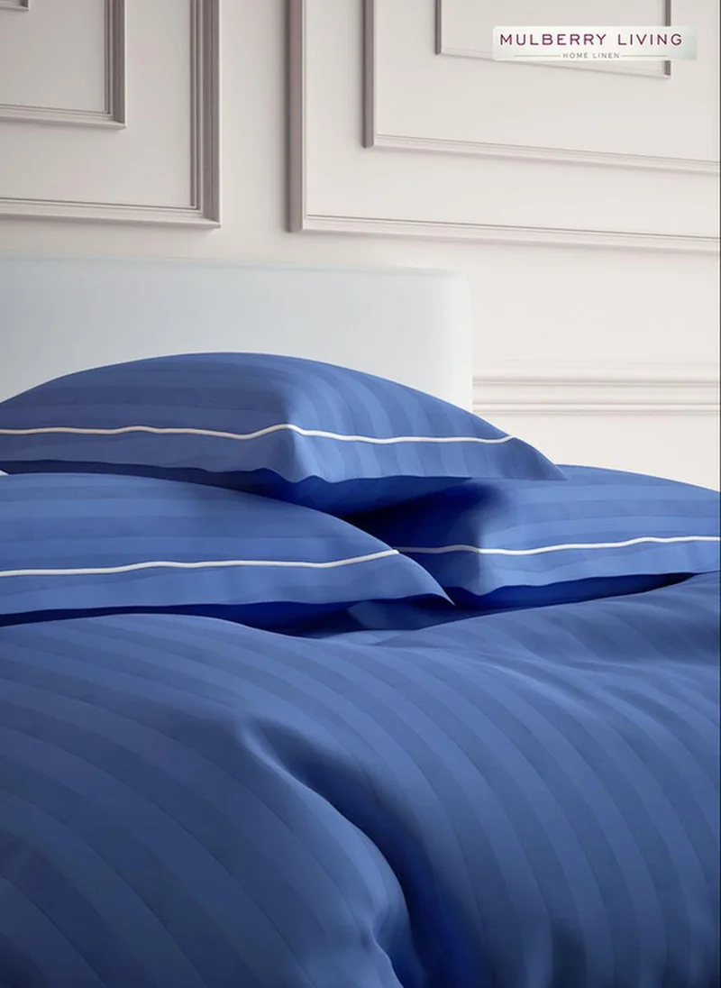 Mulberry Living 100% Cotton Pillow Covers - 300Tc Elysian Stripes - Mediterranean Blue