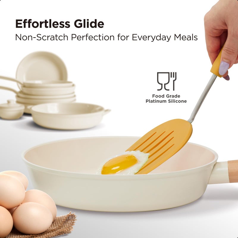 Kitchen Mama WaltzGrip Platinum Silicone Pancake Spatula Turner: Heat-Resistant  Slotted Tapered Head  Stainless Steel Core  Durable  Dishwasher-Safe  Ideal for Flipping and Wok Use (Yellow) - Image 5