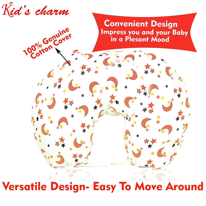 Kid's Charm Kids Charm Star Moon 2 PCS Combo Set 3 in 1 Babys Cotton Cum Carry Bed2 in 1 Babys Cotton Bed with Mosquito Net for 48 Months Orange - Image 5