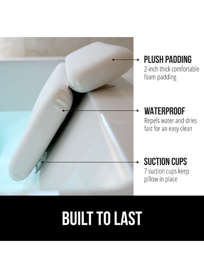 Bath Pillow for Tub, Waterproof Bathtub Pillow for Neck Head and Back Support, White - Image 2