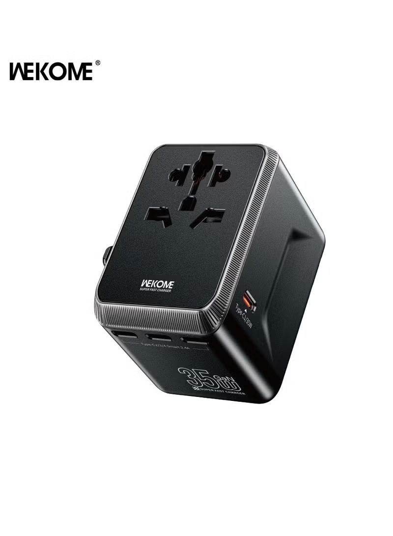 WEKOME Universal Travel Adapter, International Plug Adapter Fast 1A 4-C European Power Plug, AC Wall Charger - For Global Outlets in Europe, US, UK, EU, AU, Black - Image 1