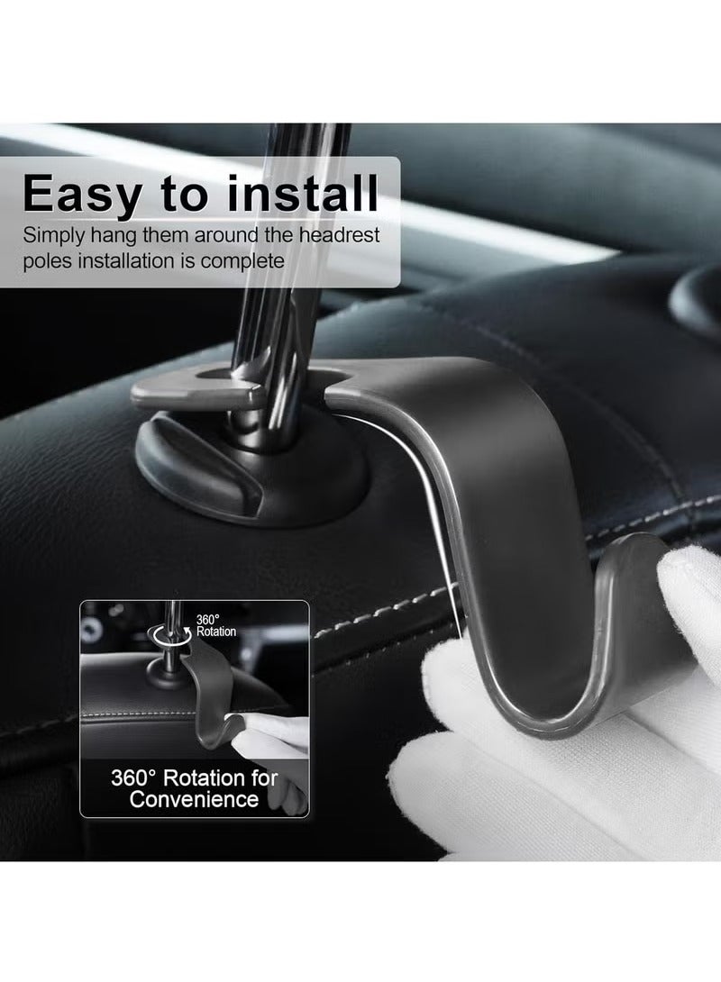 4 Pack Car Seat Headrest Hooks, Car Hook Hangers Storage Organizer Interior Accessories for Purse Coats Umbrellas Grocery Bags Handbag - Image 3