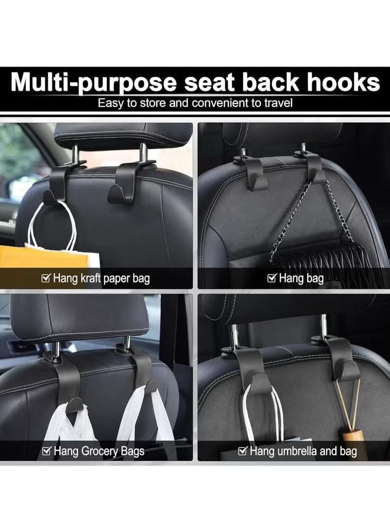 4 Pack Car Seat Headrest Hooks, Car Hook Hangers Storage Organizer Interior Accessories for Purse Coats Umbrellas Grocery Bags Handbag - Image 4