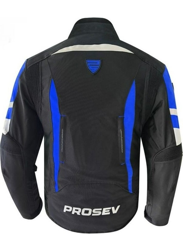 Ebakbak - Motorcycle Jacket 4 Seasons Full Protection Special Oxford 600-D Fabric Motor Jacket Blue - Image 1