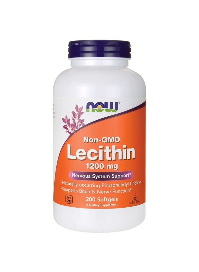 Now Foods Non-GMO Lecithin 1,200 mg 200 Sgels - Image 1