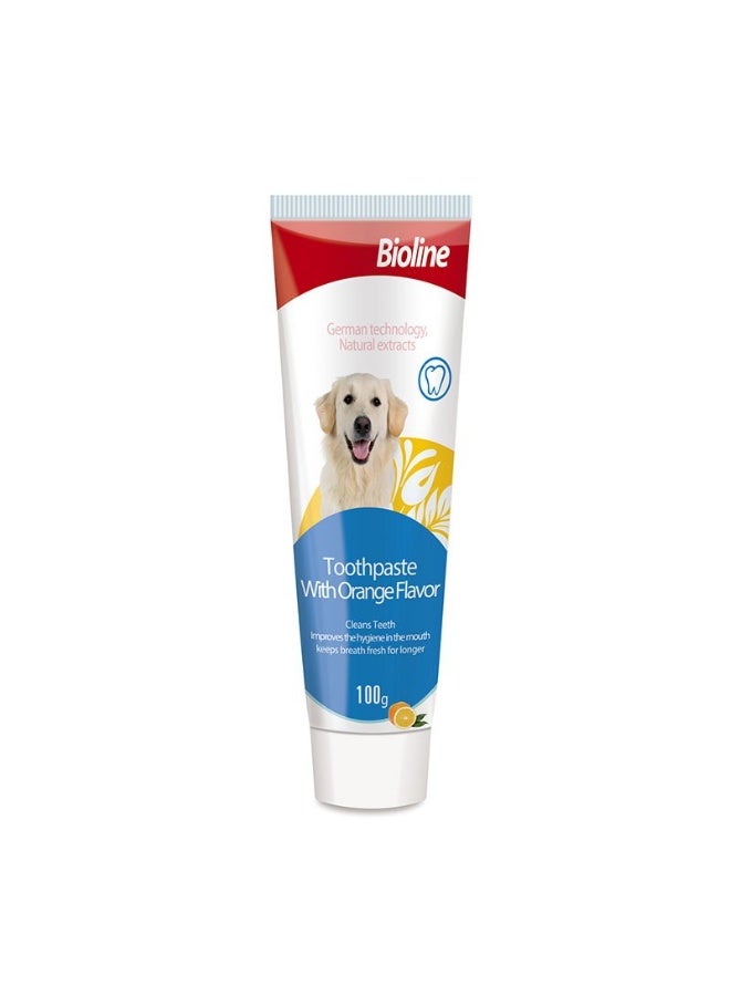 بايولاين بيولاين معجون أسنان للكلاب بنكهة البرتقال 100 جم عناية أسنان، منع تراكم الجير، نفس منعش - Image 1