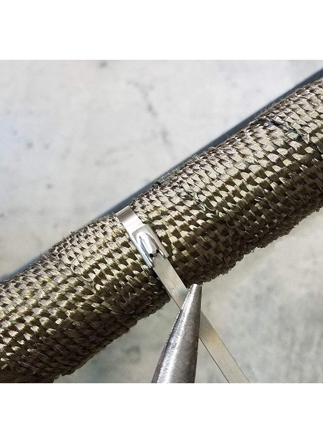 Generic - 100pcs 11.8 Inches Stainless Steel Exhaust Wrap Multi-Purpose Locking Cable Metal Zip Ties - Image 1