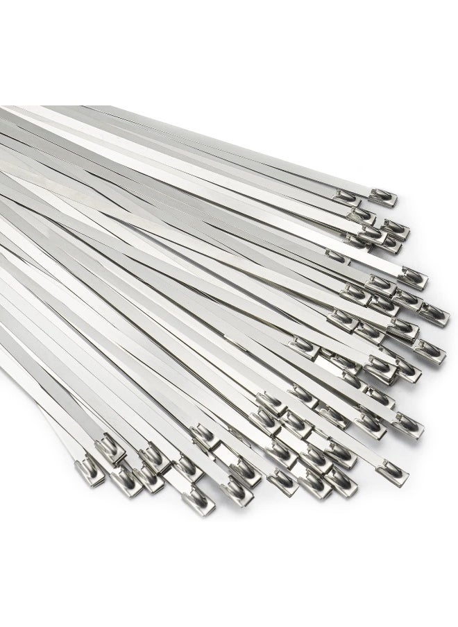 Generic - 100pcs 11.8 Inches Stainless Steel Exhaust Wrap Multi-Purpose Locking Cable Metal Zip Ties - Image 1