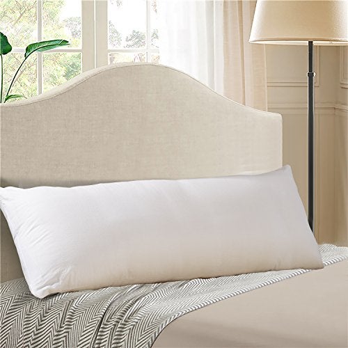 EVOLIVE 100% Cotton Pre-Washed Body Pillow Cover/Case 21"x 54" with Zipper Closure (Cream, 21"x54") - Image 2