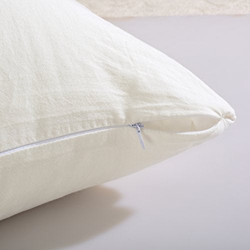 EVOLIVE 100% Cotton Pre-Washed Body Pillow Cover/Case 21"x 54" with Zipper Closure (Cream, 21"x54") - Image 3