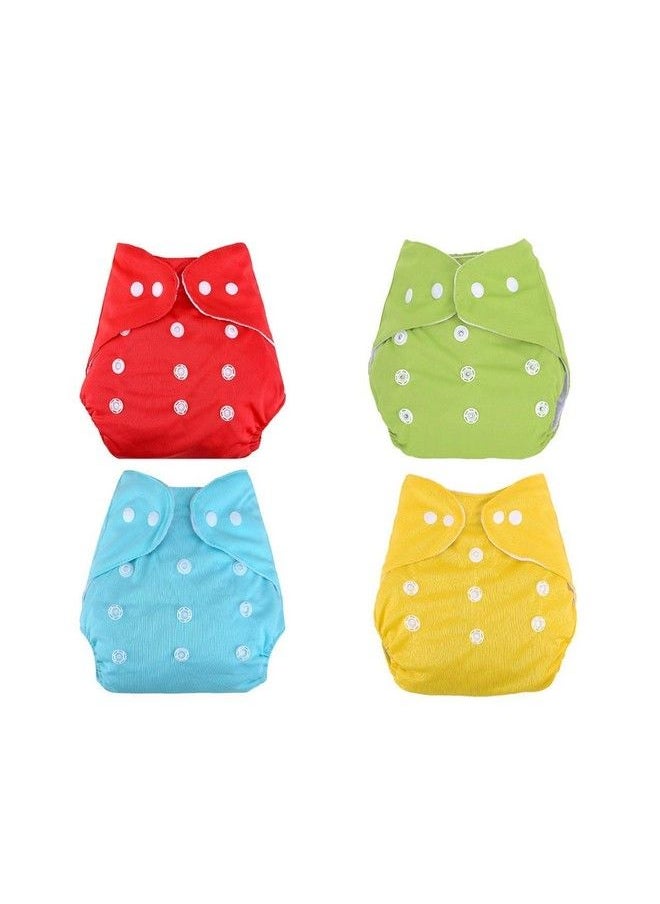 DOMENICO Washable Baby Diaper Premium Cloth Diaper Reusable Adjustable Size Waterproof Pocket Cloth Diaper Nappie (Without Insert) (Pack Of 4)(Assorted Color)  - Image 1