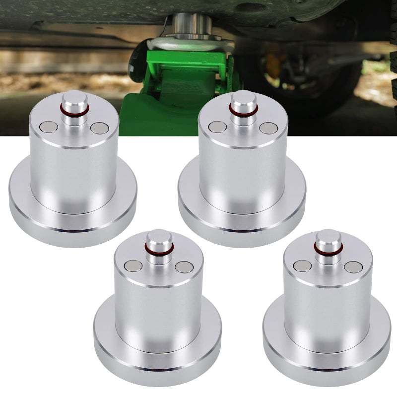RULLINE Jack Lifting Jack Pad Lift Point Adapter with Magnetic and Easy to Hold on Corner Compatible with Rivian R1T R1S 4 Pack with Storage Aluminum