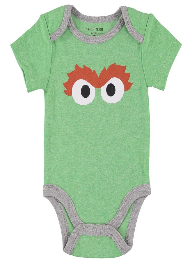 Happy Threads Sesame Street Baby Boys' Bodysuit Three Pack - Baby Bodysuit Multipack - Newborn Girl Clothest (Re/Blue/Green, 0-3 Months) - Image 4