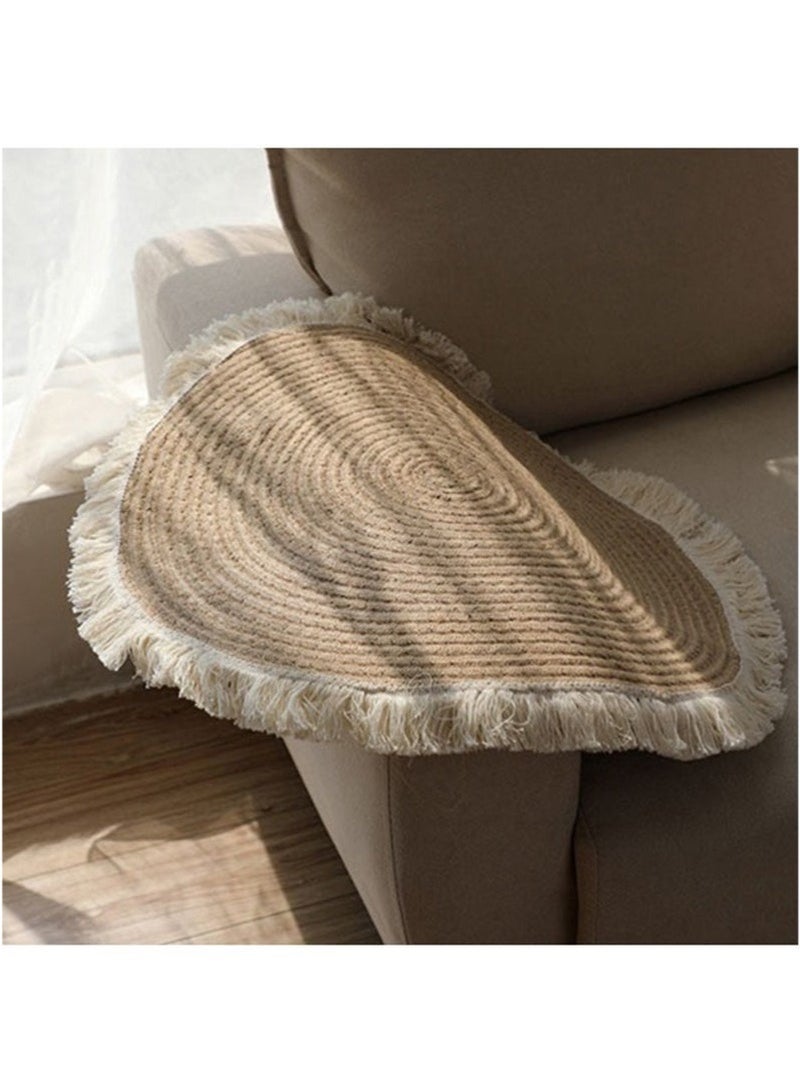 كيلا سجادة أرضية منسوجة من القطن والكتان على الطراز الاسكندنافي، من الأرضية إلى السقف، مصنوعة يدويًا من حبل مضفر، لتزيين غرفة المعيشة (مقاس 75 سم - دائرية) - Image 2