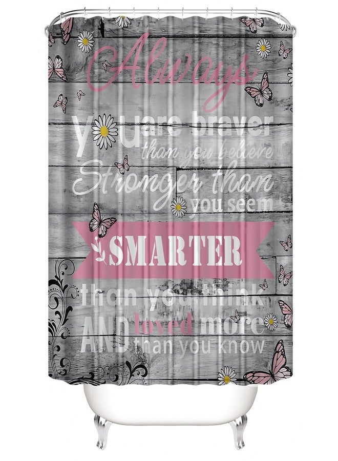 AZHM 4pcs Inspirational Quotes Shower Curtain Sets with Rugs Floral Bathroom Decor Set with Shower Curtain and Rugs and Accessories Flower Bathroom Curtain with 12 Hooks - Image 4
