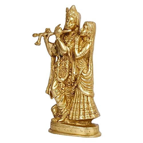 ARTVARKO Brass Radha Krishna Statue Beautiful Divine Love Couple Sculpture Temple Puja Home Décor Gift 8 Inches - Image 4