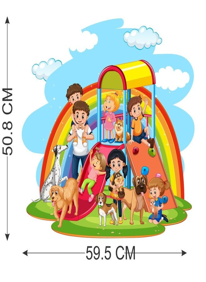 AH Decals Cartoon Happy Family Playgroud Animated Wall Sticker Beautiful Created Designs Kids Room Sticker Wall, Hall, Living Room,Poster 3D Background Removable Sticker Gallery Poster - Image 4