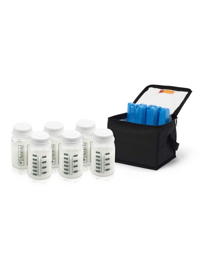 Ameda Mya Cool N Carry Breast Milk Storage System ; Includes Insulated Nylon Carry Bag 3 Freezer Packs 6 4Oz. Bottles With 2Piece Locktight Caps - Image 1