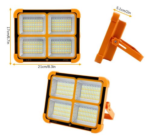 XERGY USB & Solar Rechargeable LED Flood Light - 288 LED's Portable & IP66 Waterproof Outdoor Light for Garden, Camping, Garage, and Emergency Use - Image 2