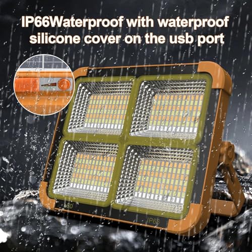 XERGY USB & Solar Rechargeable LED Flood Light - 288 LED's Portable & IP66 Waterproof Outdoor Light for Garden, Camping, Garage, and Emergency Use - Image 4