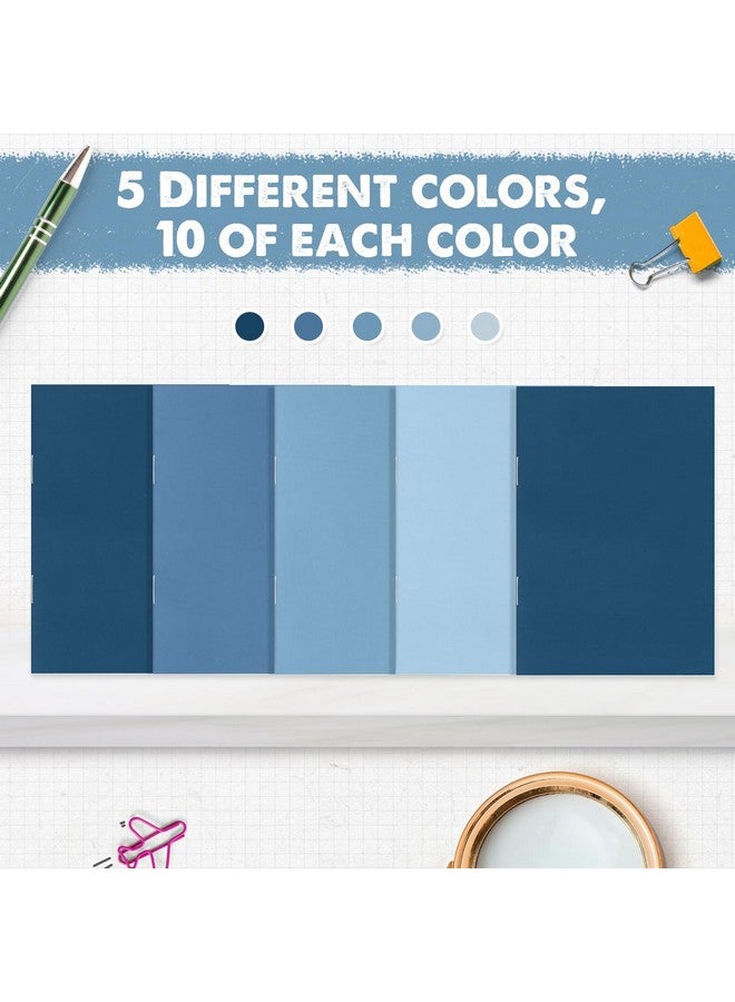 Eaasty 50 Pcs Mini Notebooks Bulk Small Pocket Notepads Gradual Color Journals Colorful Cover Notebooks Christmas Thanksgiving Gifts for Travel Writing Office School Classroom Party (Blue) - Image 3