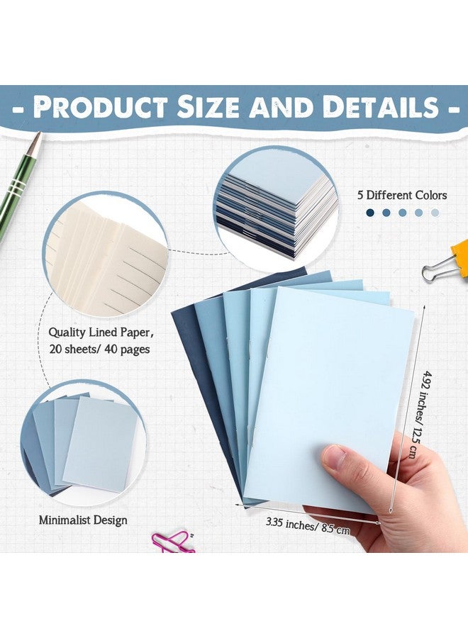Eaasty 50 Pcs Mini Notebooks Bulk Small Pocket Notepads Gradual Color Journals Colorful Cover Notebooks Christmas Thanksgiving Gifts for Travel Writing Office School Classroom Party (Blue) - Image 2