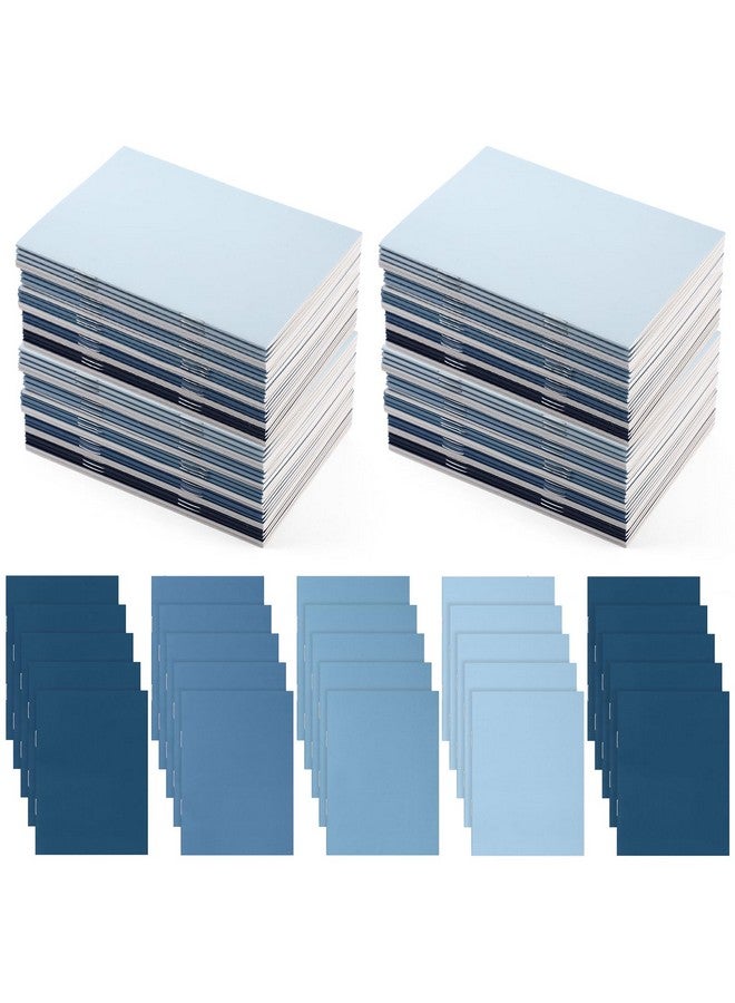Eaasty 50 Pcs Mini Notebooks Bulk Small Pocket Notepads Gradual Color Journals Colorful Cover Notebooks Christmas Thanksgiving Gifts for Travel Writing Office School Classroom Party (Blue) - Image 1