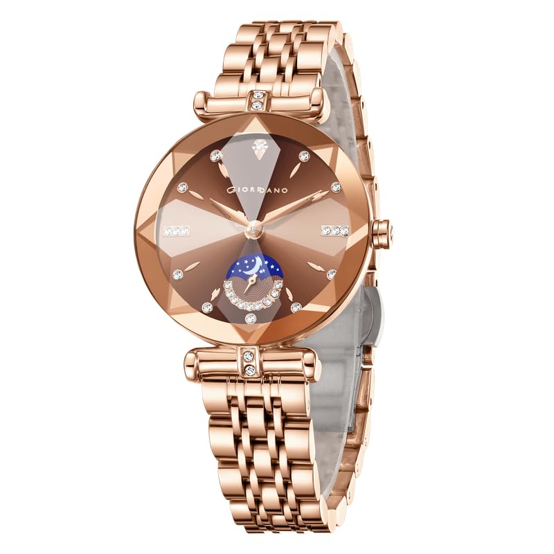 Giordano Premium Watch for Women – Elegant Round Cut Glass Dial with Stainless Steel Strap & Quartz Movement - Image 1