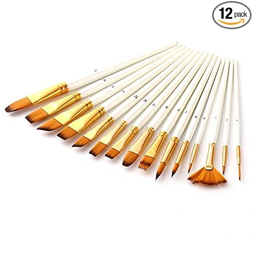 Twizzle Painting Brushes Set of 12 Round, Flat Mix Synthetic Hairs Assorted Paint Brush for Acrylic/Watercolor/Oil Brushes Set for Painting(Wood) - Image 4