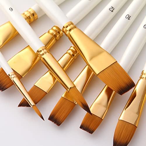 Twizzle Painting Brushes Set of 12 Round, Flat Mix Synthetic Hairs Assorted Paint Brush for Acrylic/Watercolor/Oil Brushes Set for Painting(Wood) - Image 5