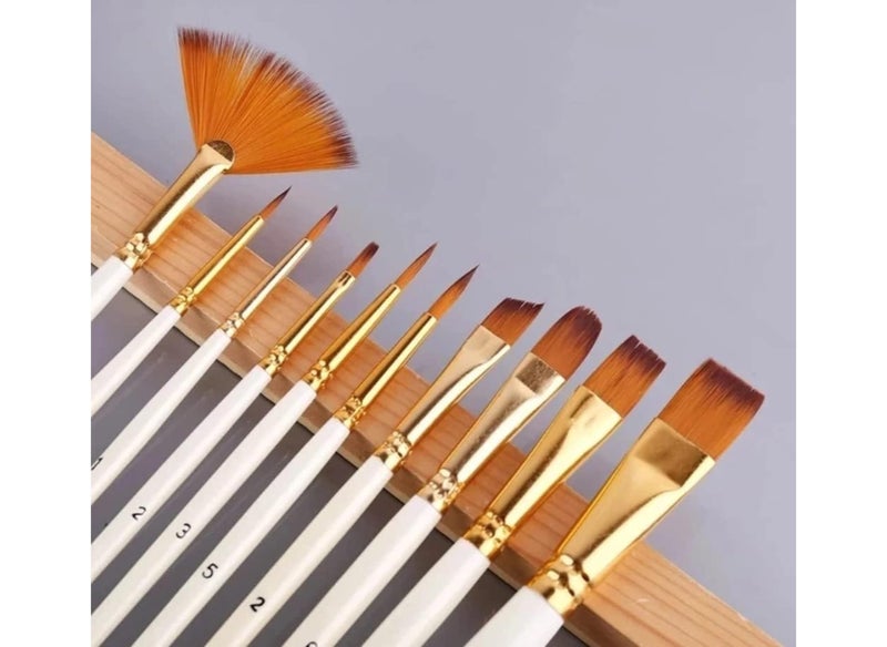 Twizzle Painting Brushes Set of 12 Round, Flat Mix Synthetic Hairs Assorted Paint Brush for Acrylic/Watercolor/Oil Brushes Set for Painting(Wood) - Image 2