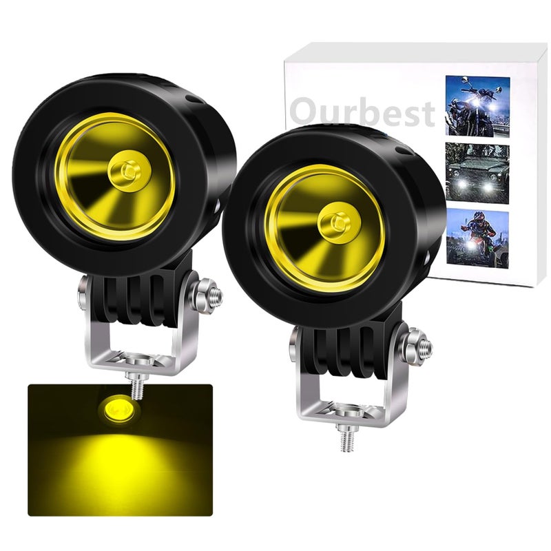 Ourbest motorcycle lights 2inch Yellow Motorcycle Fog Lights Fork Tube led driving lights for Motorbike ATV Bicycle Accent Off Road Lighting Yellow