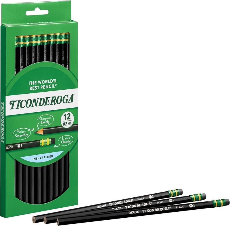Ticonderoga Pencils, Wood-Cased Graphite, #2 HB Soft, Black (13953) (Pack of 6, 72 Count Total) - Image 2