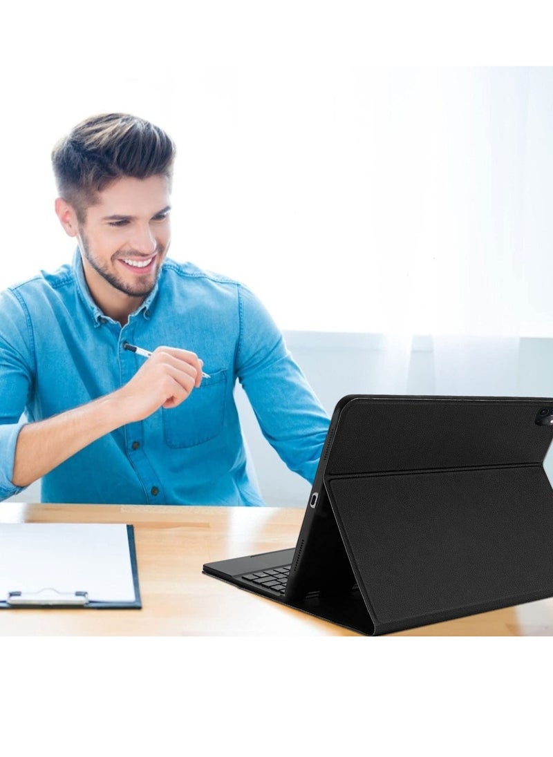 iPad Keyboard Case for iPad Air 4th Generation, Detachable Wireless Bluetooth Trackpad Keyboard, Smart Folio Cover with Pencil Holder, Fit for iPad Pro 11 Inch 2021/2020/2018