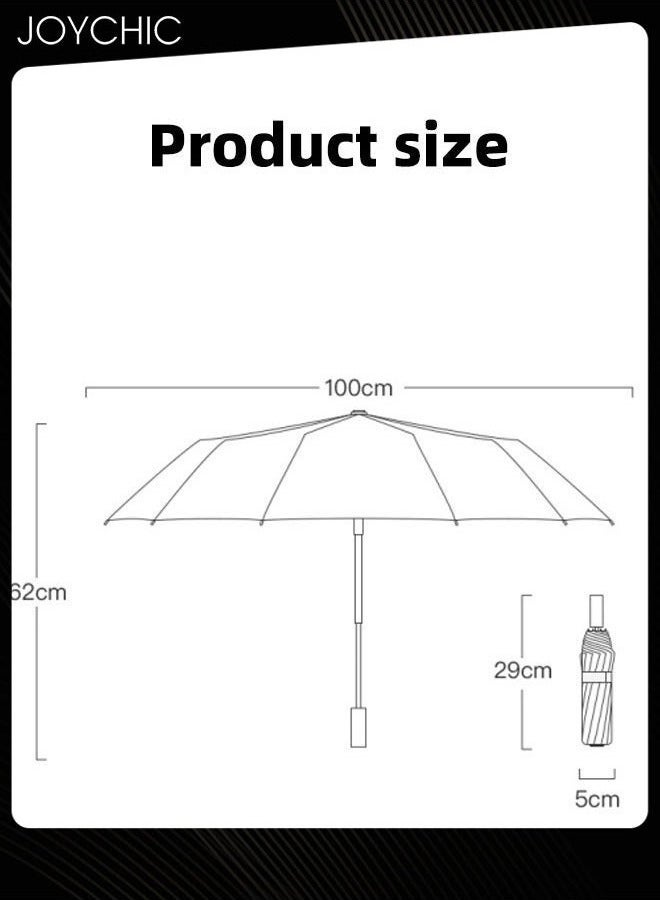 Joychic Women 16 Ribs Retro UPF50+ UV Protection Wind Resistant Travel Umbrella Black/Blue - Image 5