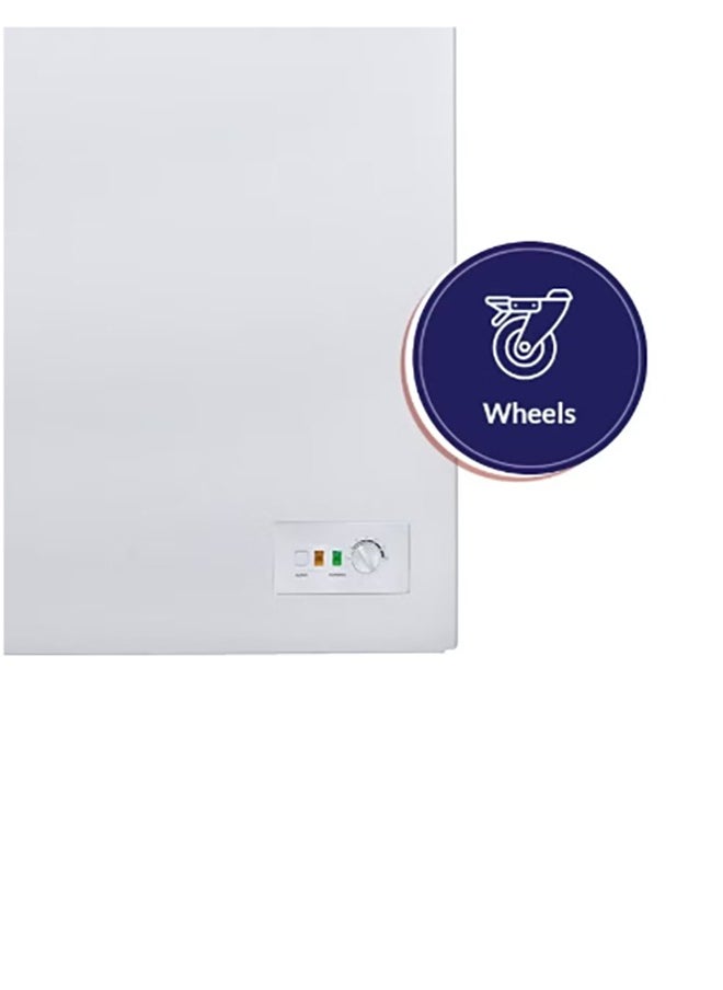 Arrow Chest Freezer 100L 3.5 Cu.Ft with Energy Saving, Super Freeze, Electronic Temperature Control, Manual Defrost, Recessed External Handle, Wheels, White Finish | RO-160F  - Image 4